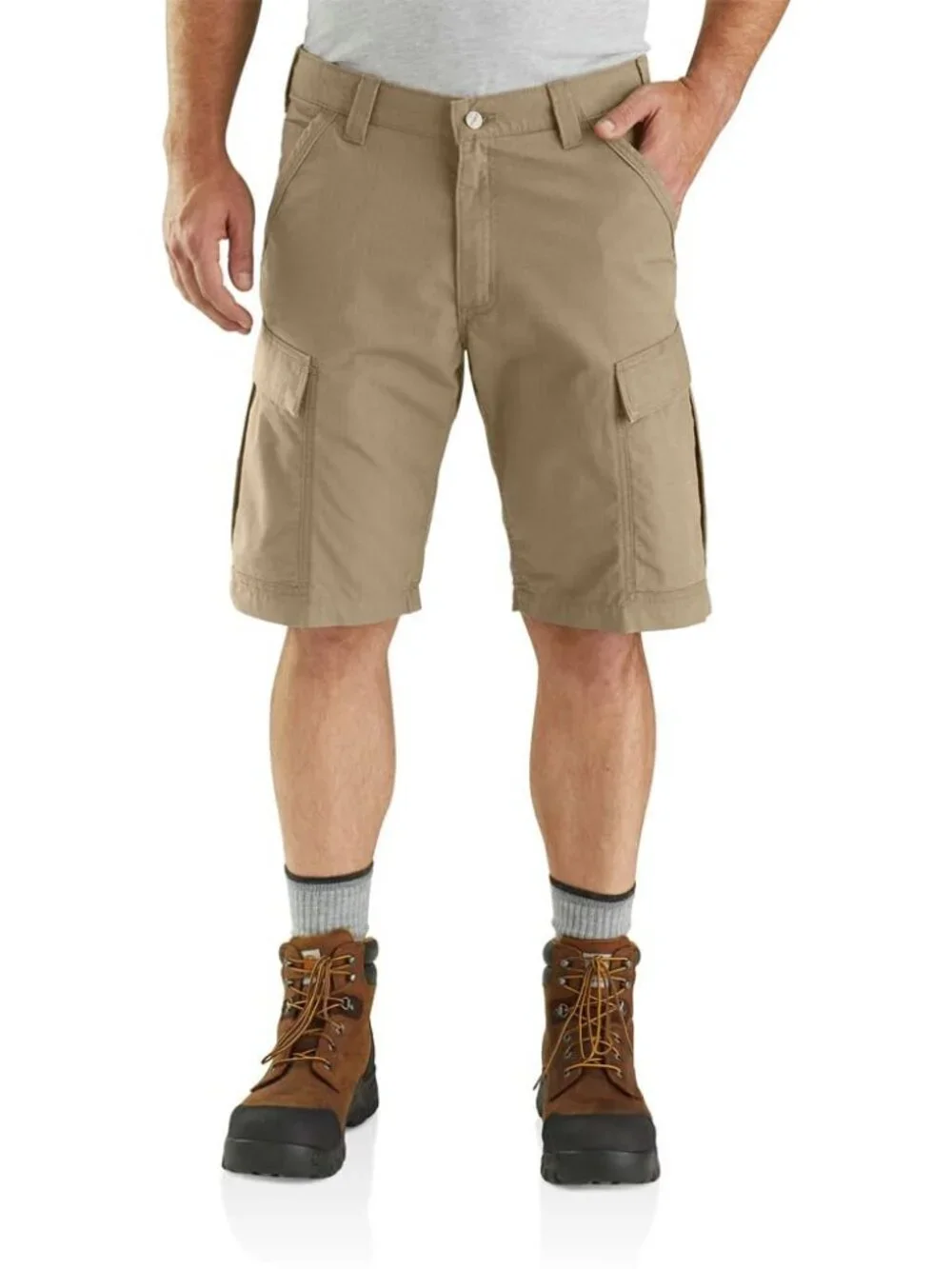 Carhartt Mens Force Relaxed Fit Ripstop Work Cargo Shorts, Dark Khaki, 34